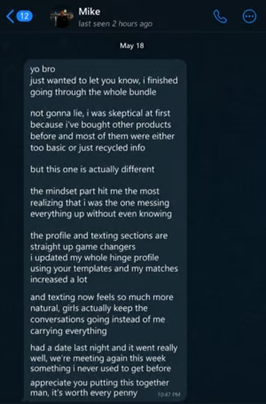 Customer testimonial